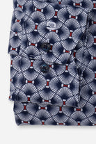 Olymp Luxor Modern Fit Fan Print Shirt - Brick Red/Navy