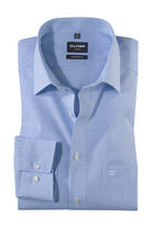 Olymp Luxor Modern Fit Micro Check Extra Long Sleeve Shirt - White/Blue