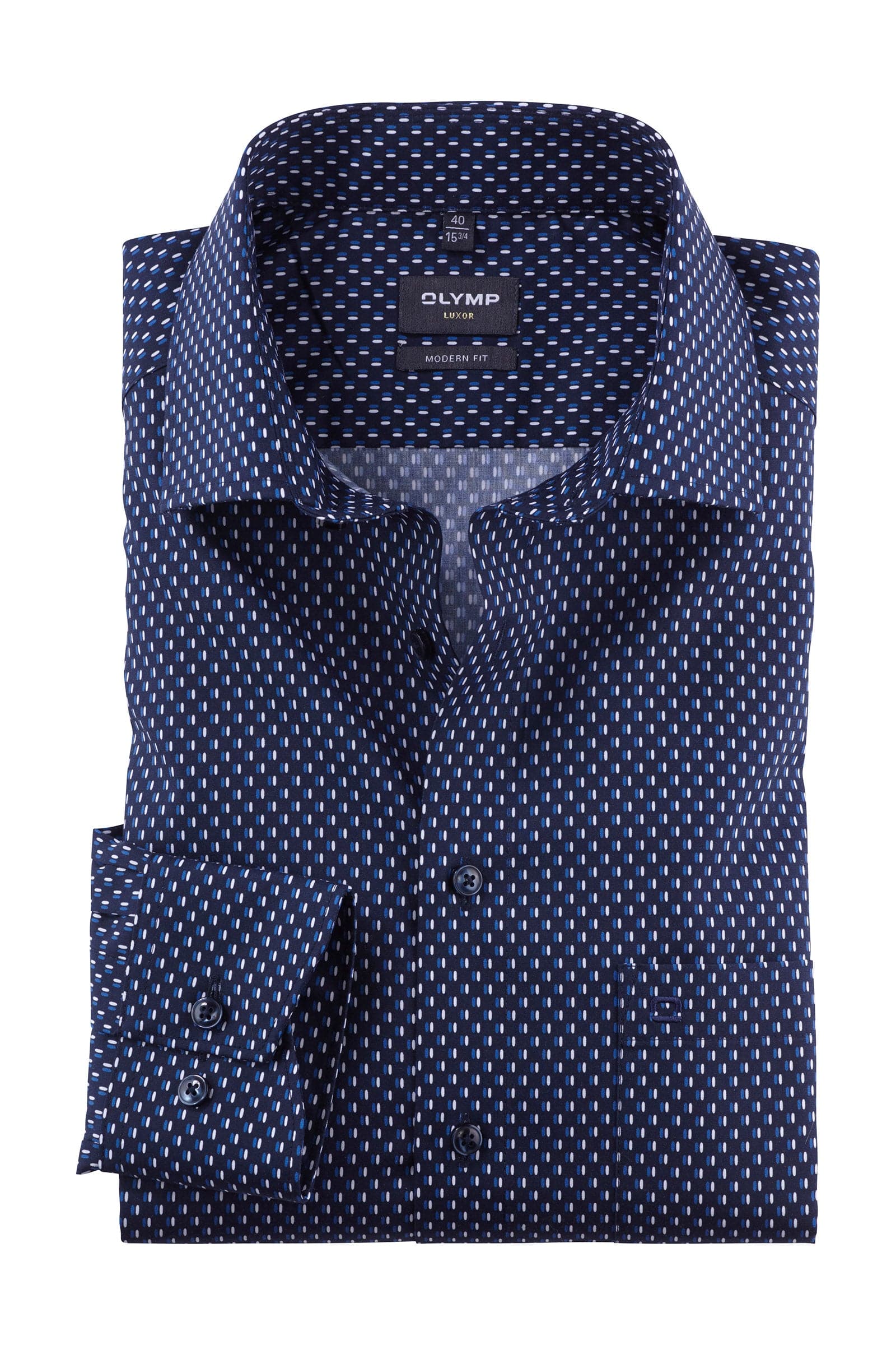 Olymp Luxor Modern Fit Micro Print Shirt - Royal Blue