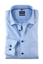 Olymp Luxor Modern Fit Mini Check Long Sleeve Shirt - Blue