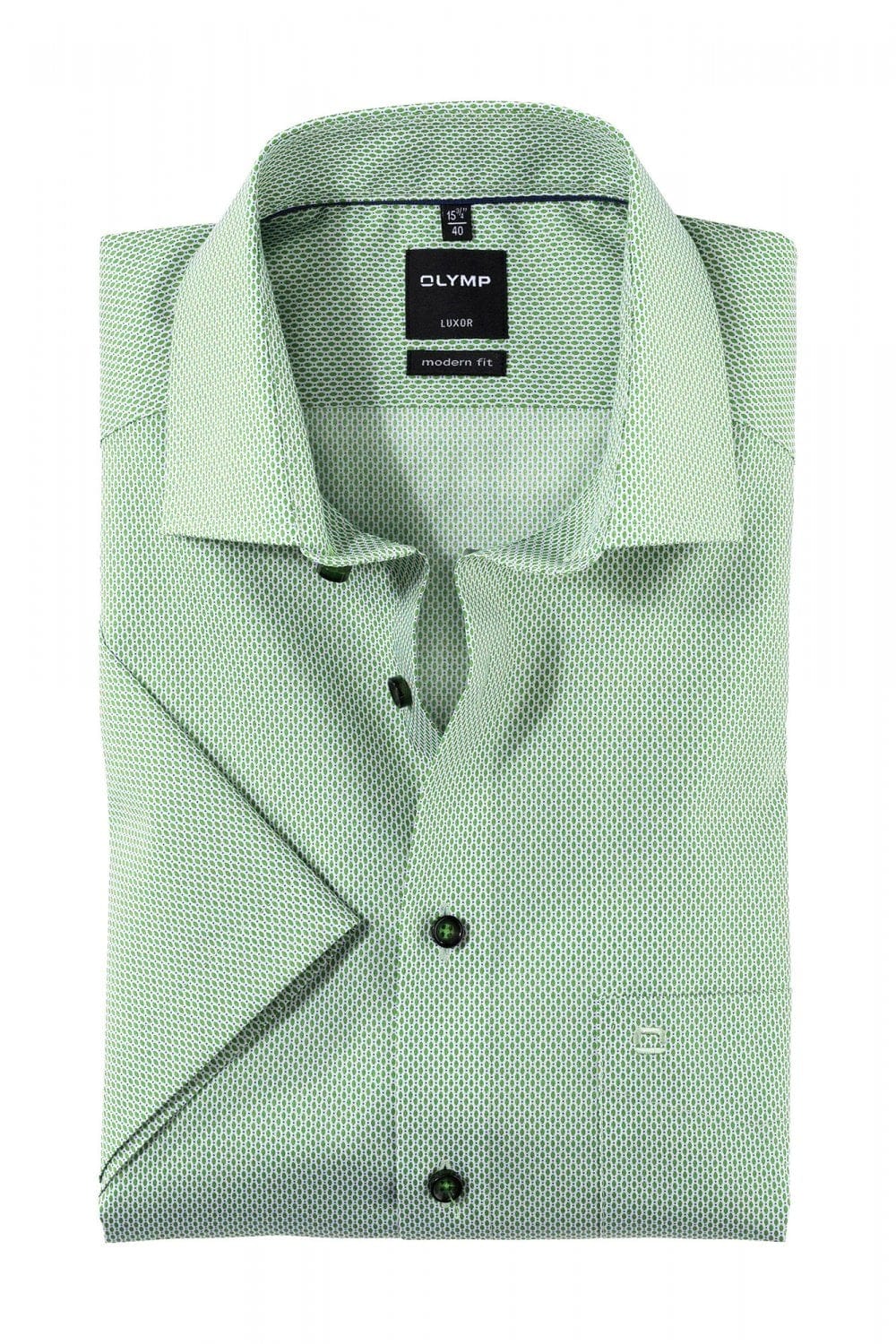 Olymp Luxor Modern Fit Oval Print Short Sleeve Shirt - Green/Blue