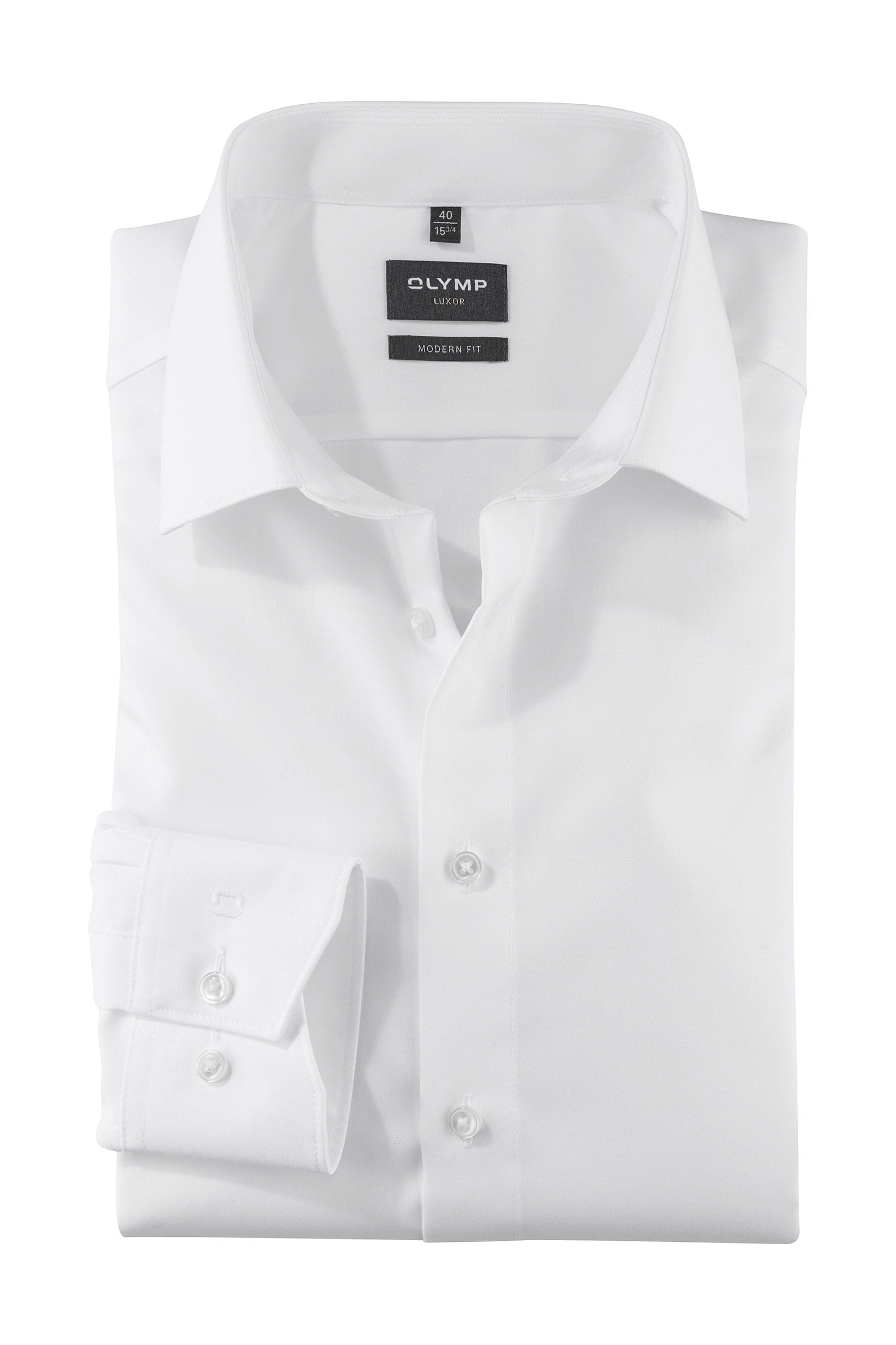 Olymp Luxor Modern Fit Plain Long Sleeve No Pocket Shirt - White