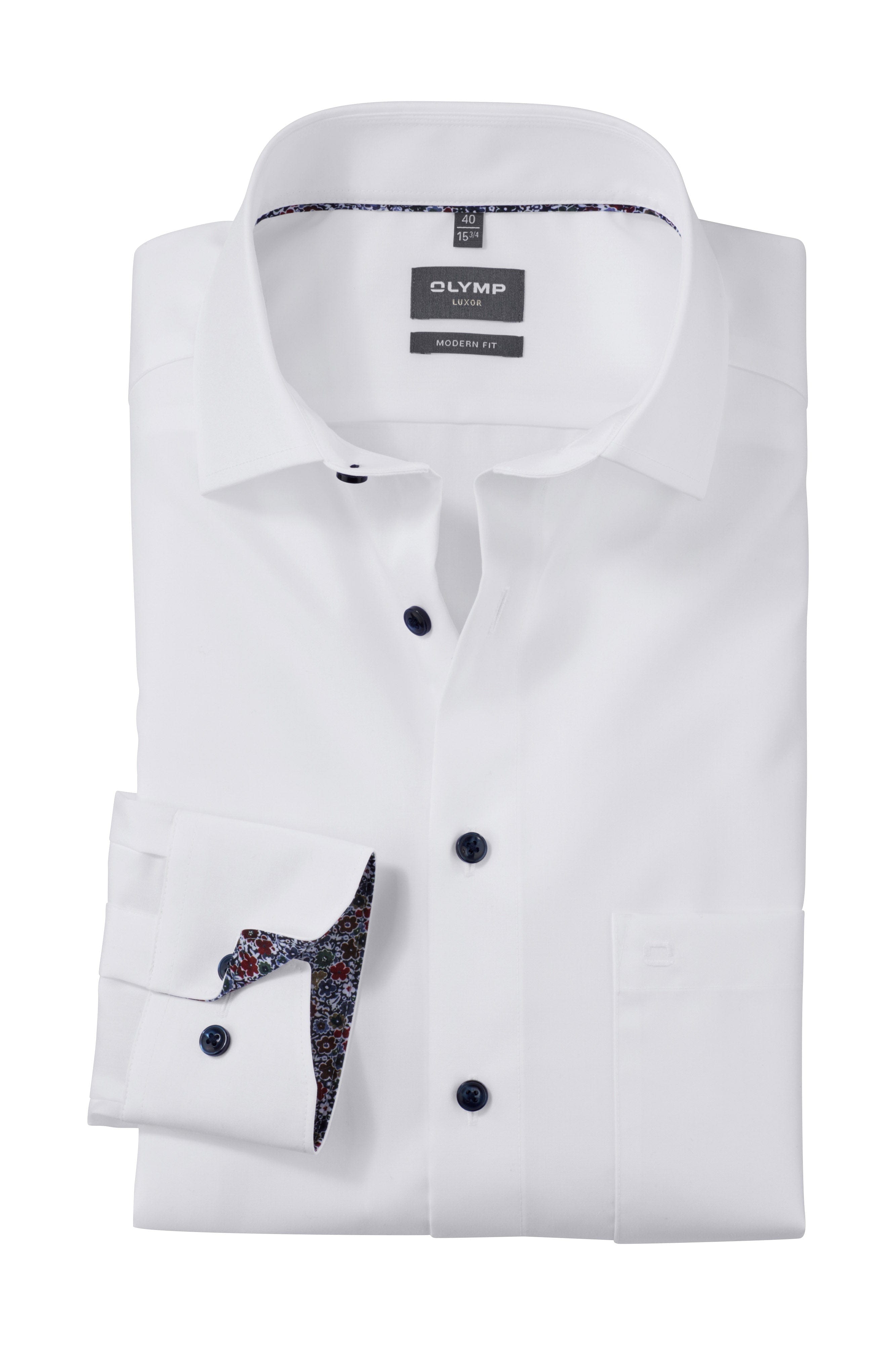 Olymp Luxor Modern Fit Plain Long Sleeve Shirt - White