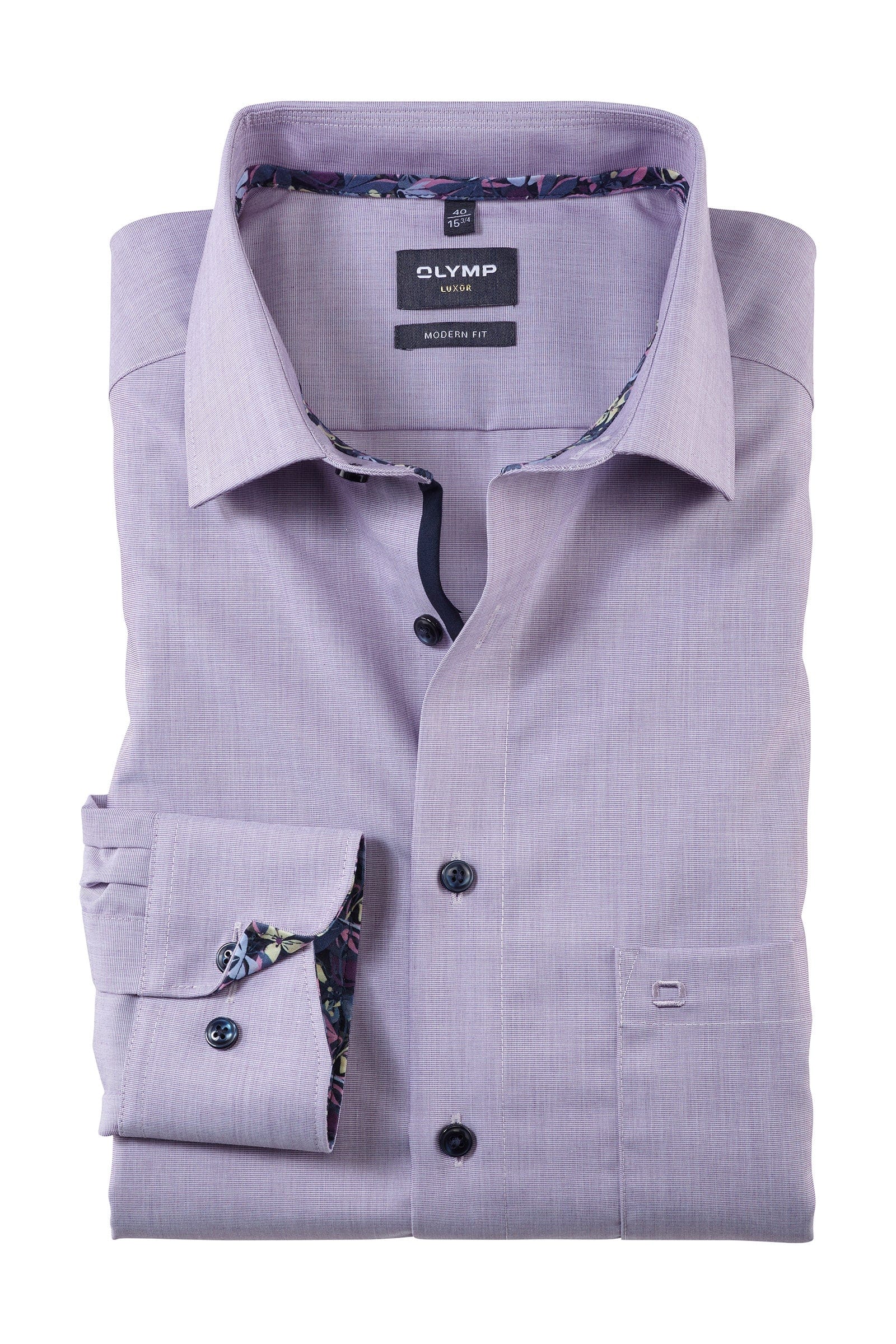 Olymp Luxor Modern Fit Plain Shirt - Mauve