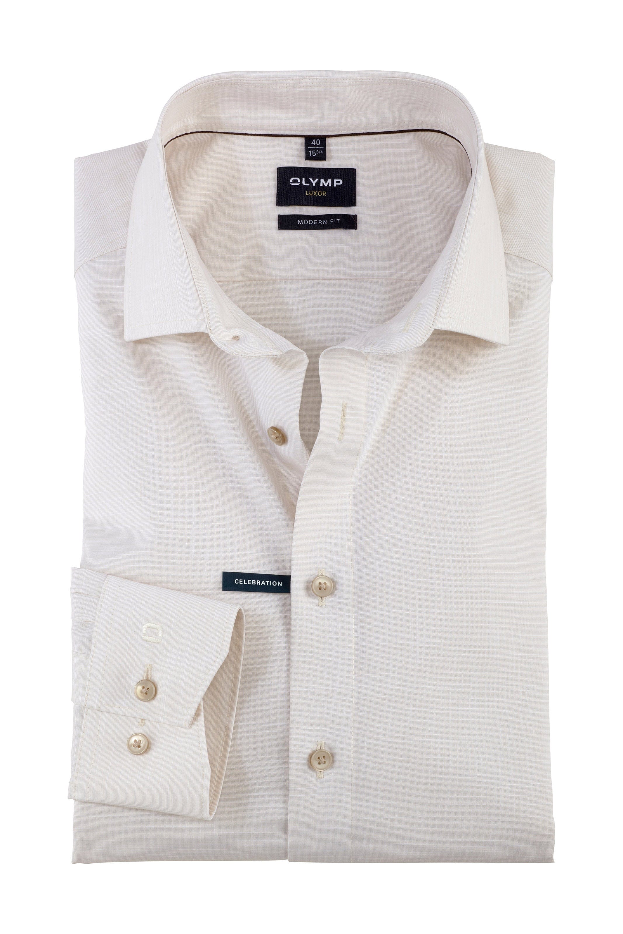 Olymp Luxor Modern Fit Plain Shirt - Nature