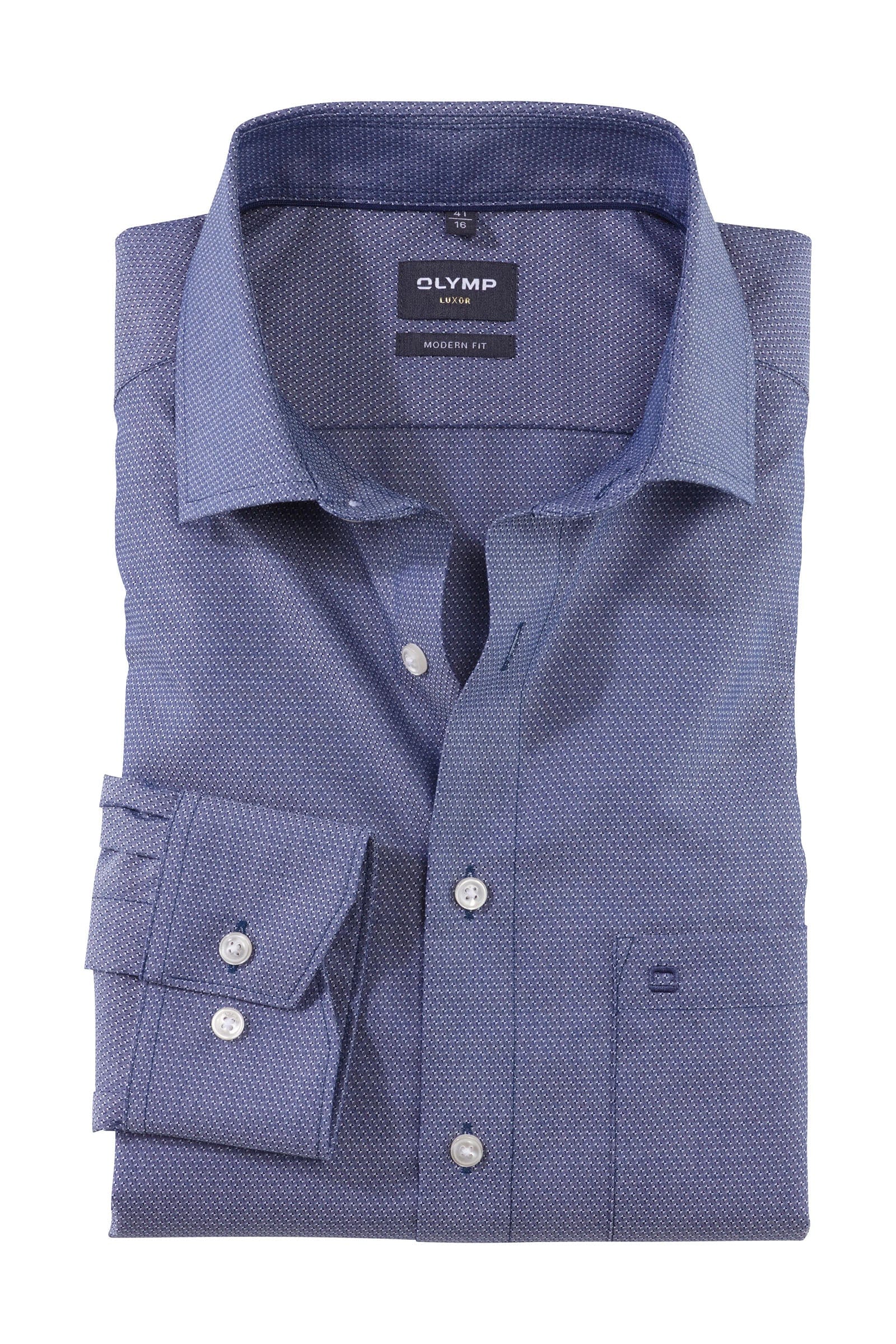 Olymp Luxor Modern Fit Self Patterned Shirt - Marine