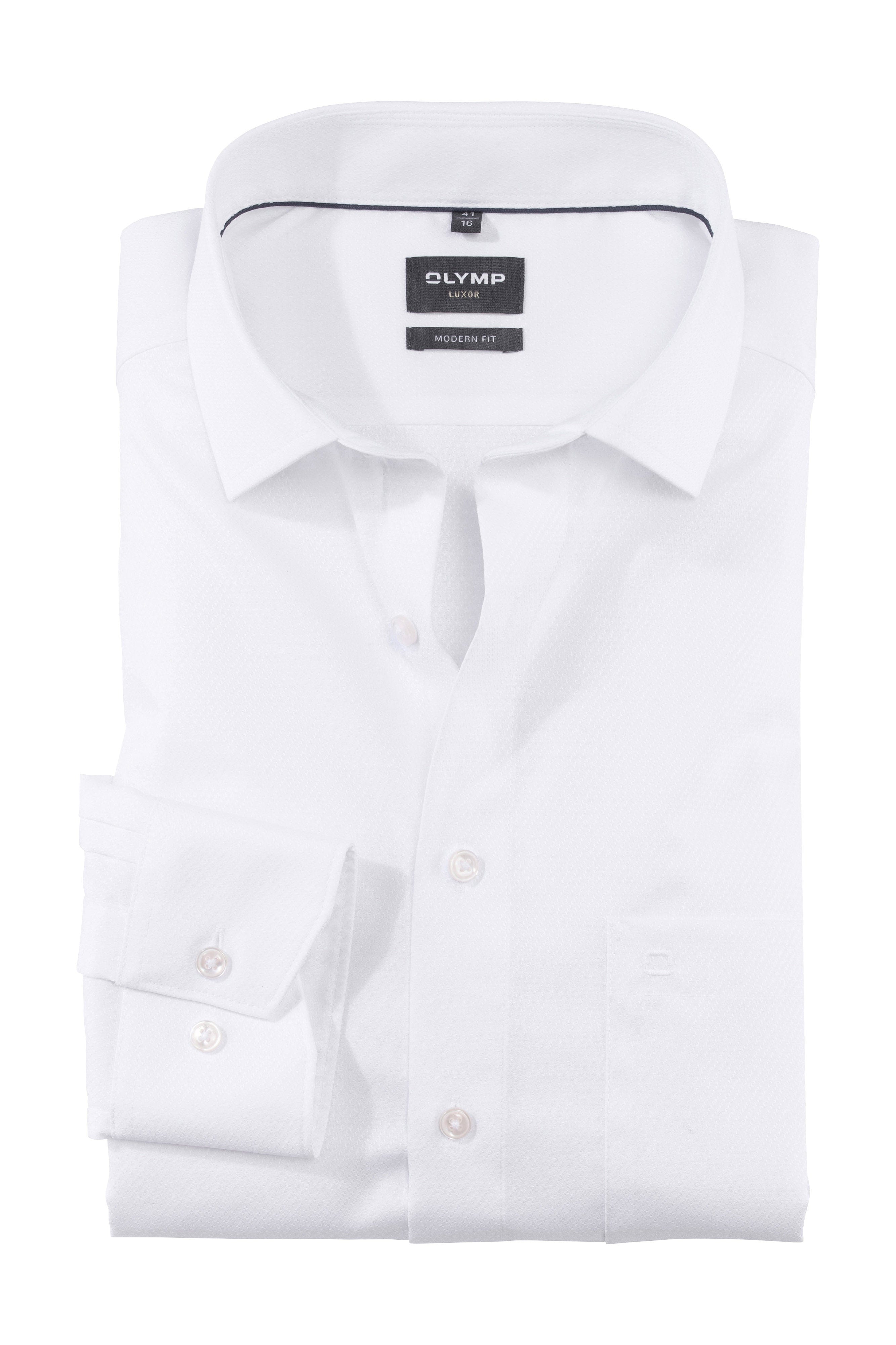 Olymp Luxor Modern Fit Self Patterned Shirt - White