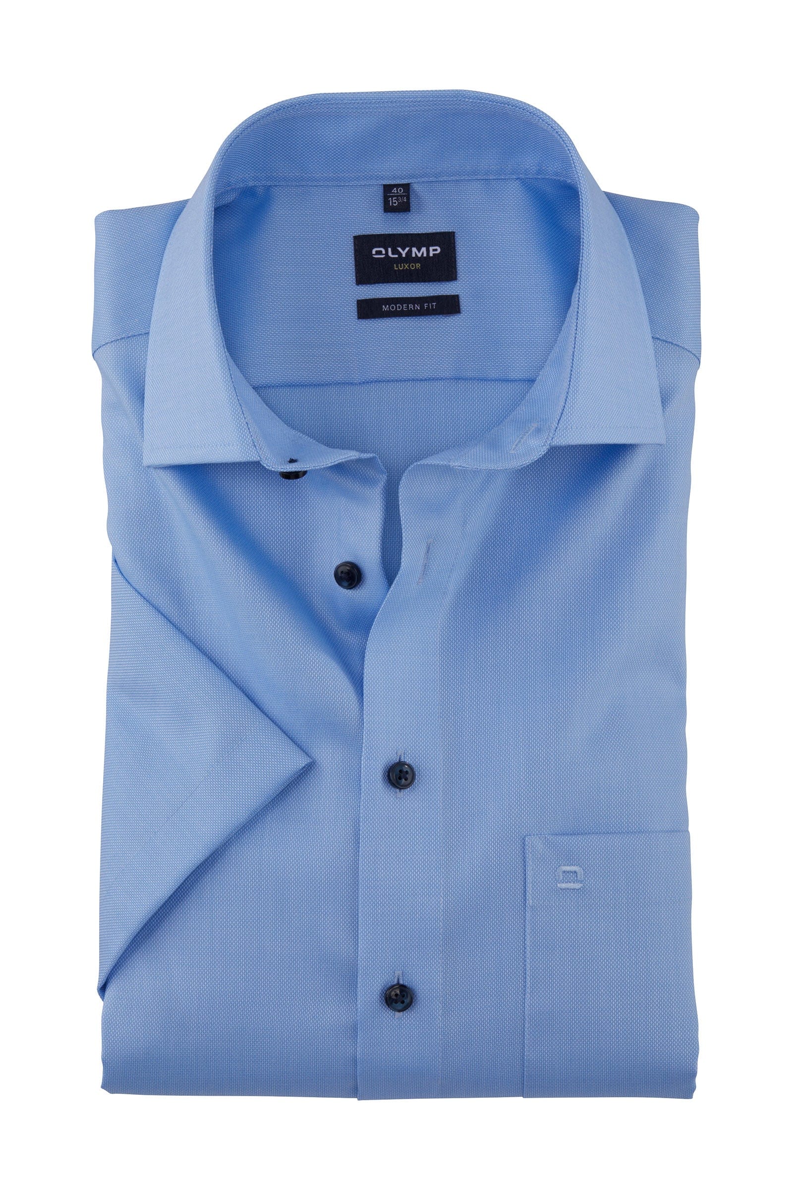 Olymp Luxor Modern Fit Short Sleeve Shirt - Blue