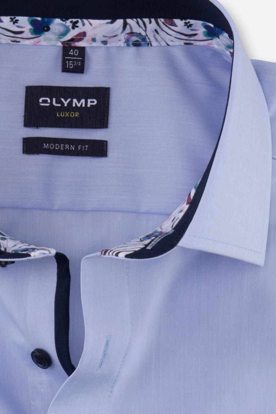 Olymp Luxor Modern Fit Short Sleeve Shirt with Trim - Blue