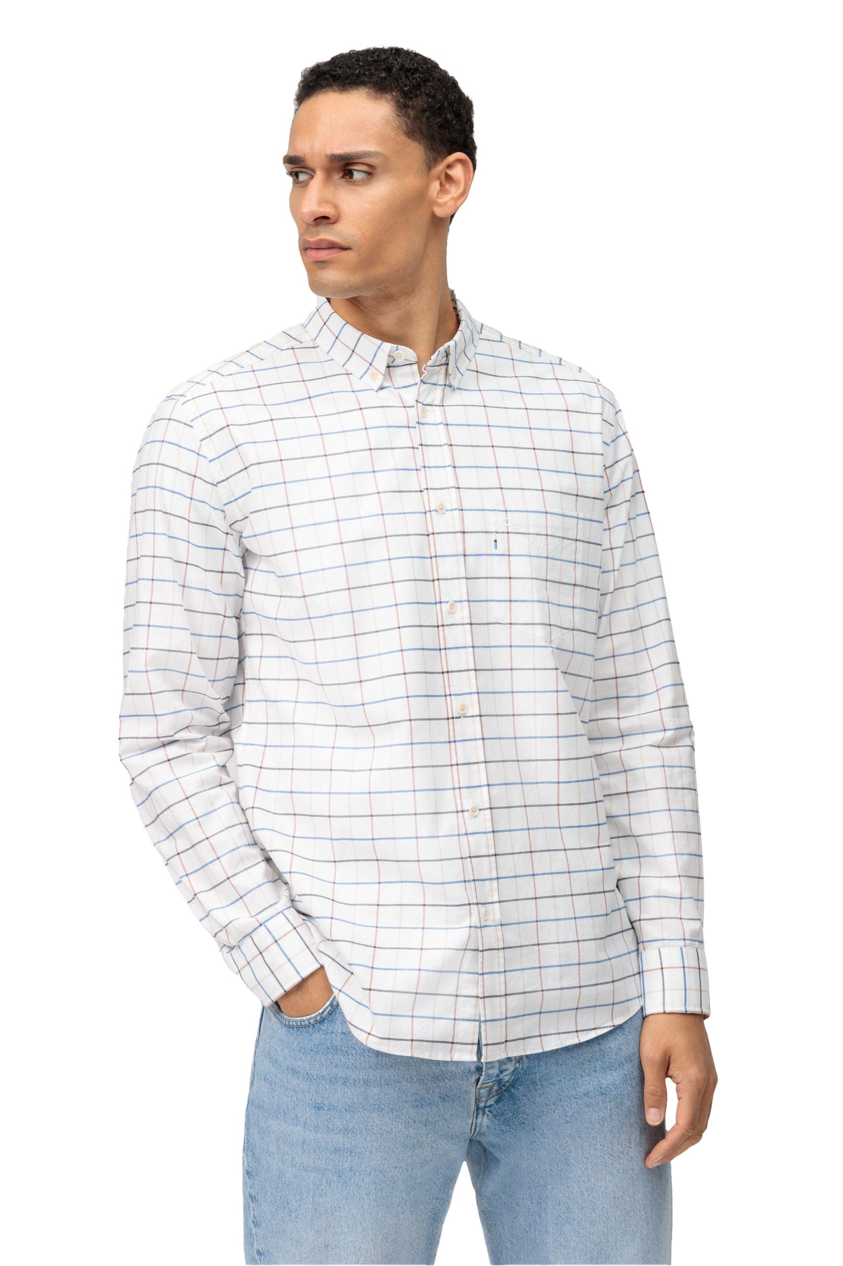 Olymp Olymp Casual Windowpane Check Shirt - White