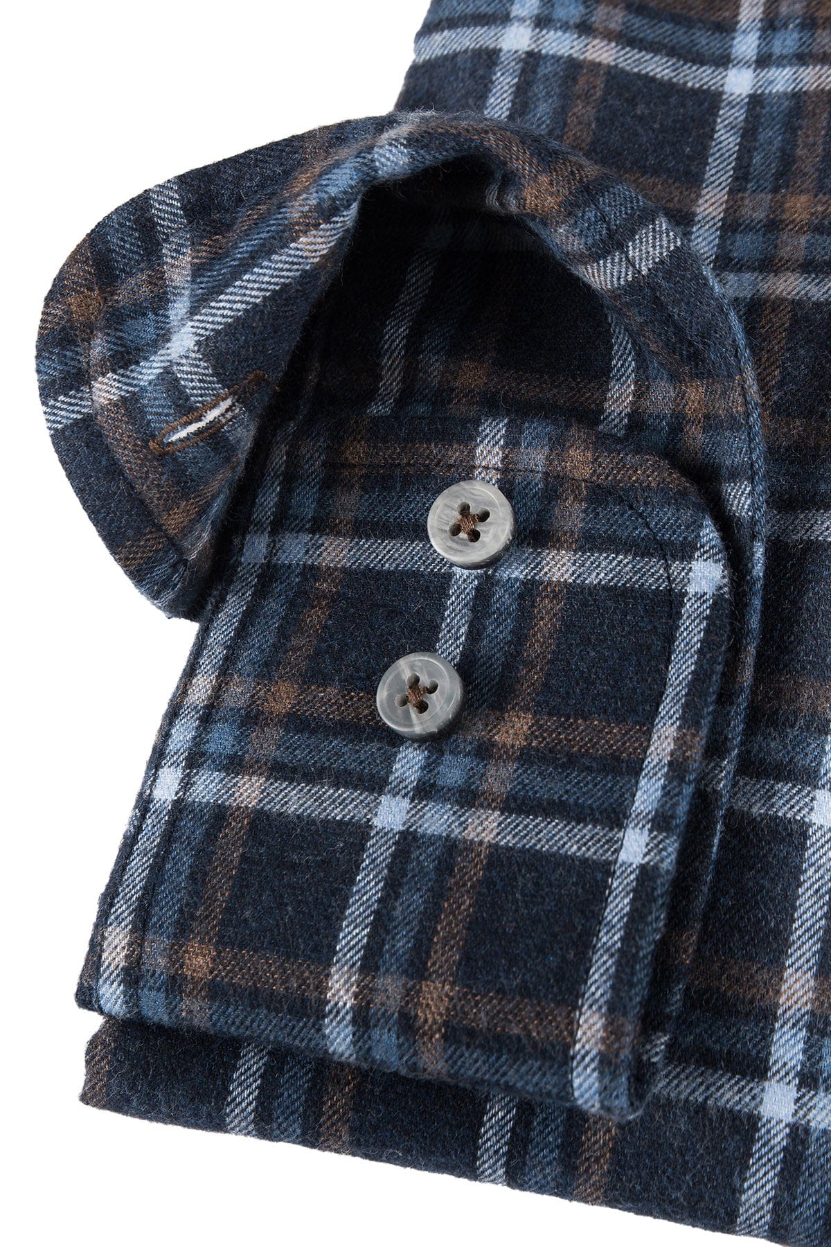 Oscar Flannel Cotton/Wool Shirt - Indigo Blue Check