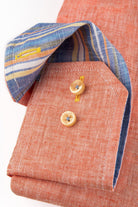 Oscar Plain Linen Blend Regular Fit Shirt - Orange