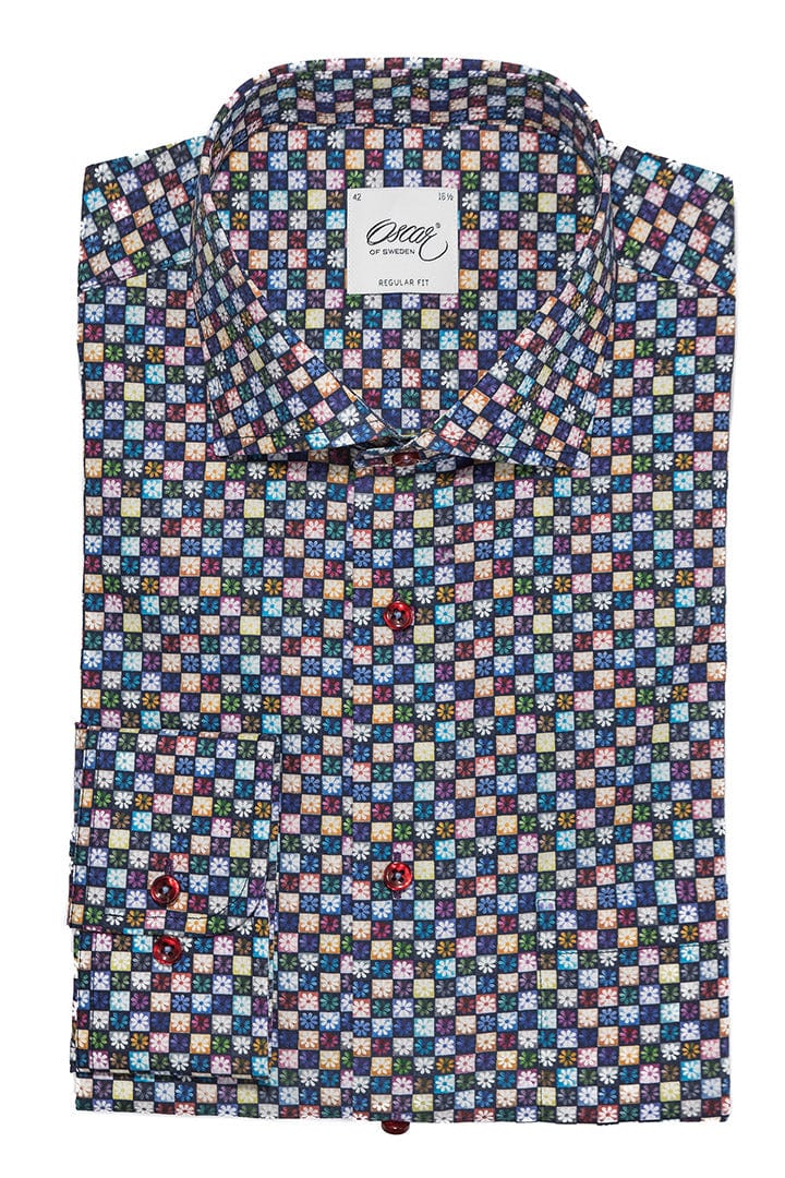 Oscar Pure Cotton Flower Tile Print Shirt - Multi Print