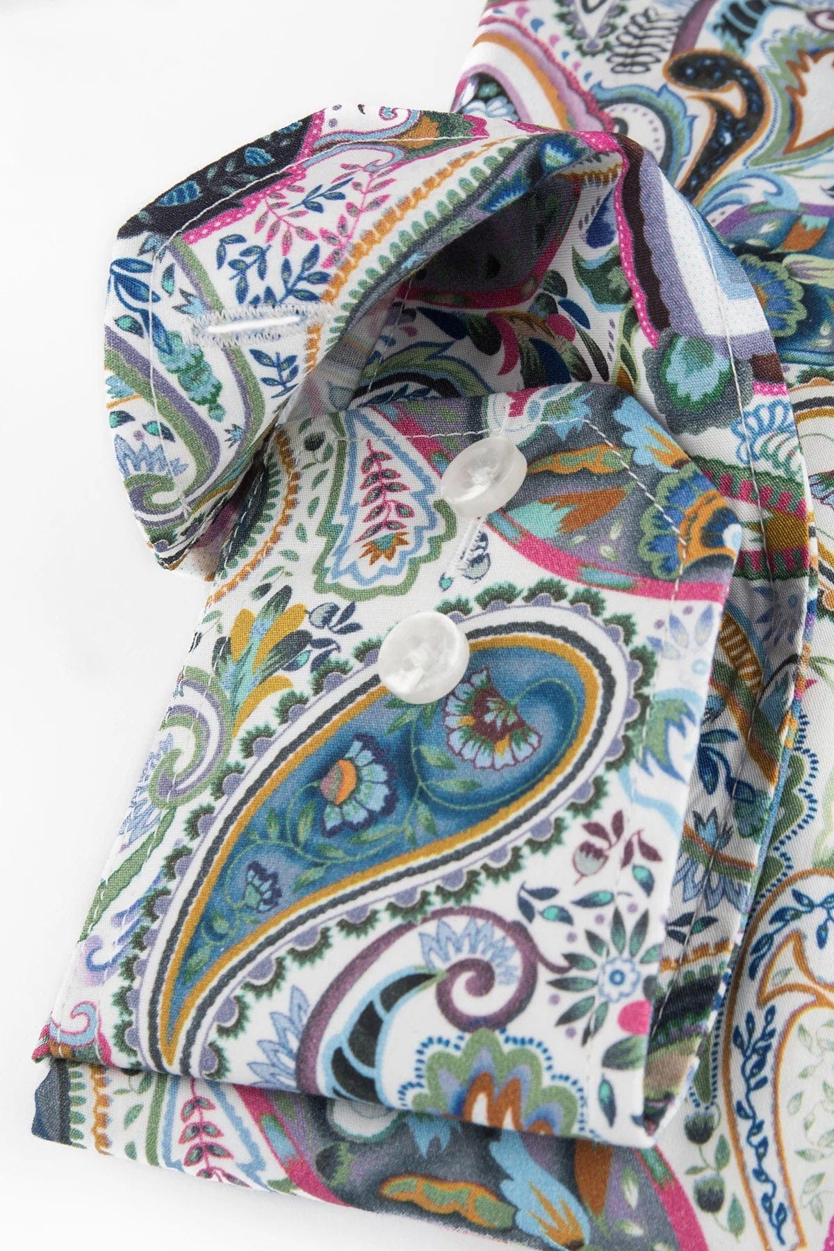 Oscar Pure Cotton Large Paisley Print Shirt - White Print