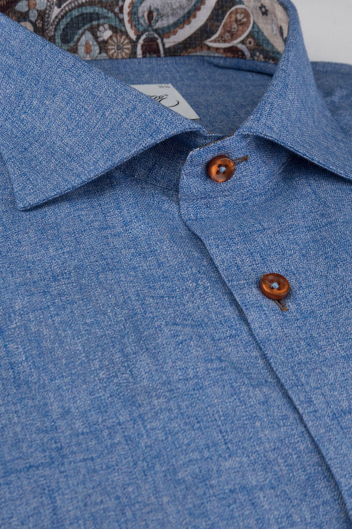 Oscar Pure Cotton Melange Shirt - Riviera Blue Plain