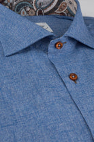 Oscar Pure Cotton Melange Shirt - Riviera Blue Plain