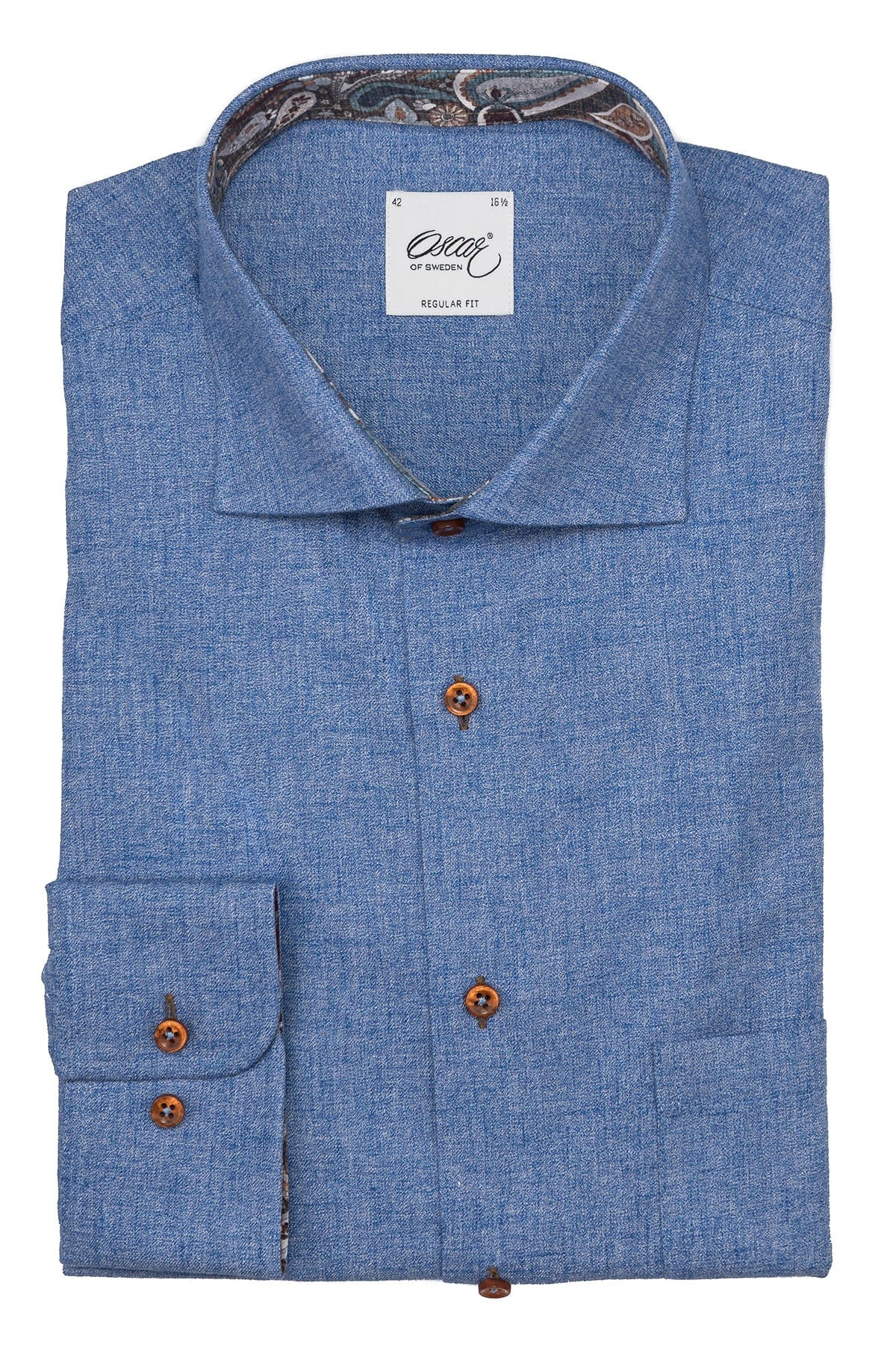 Oscar Pure Cotton Melange Shirt - Riviera Blue Plain