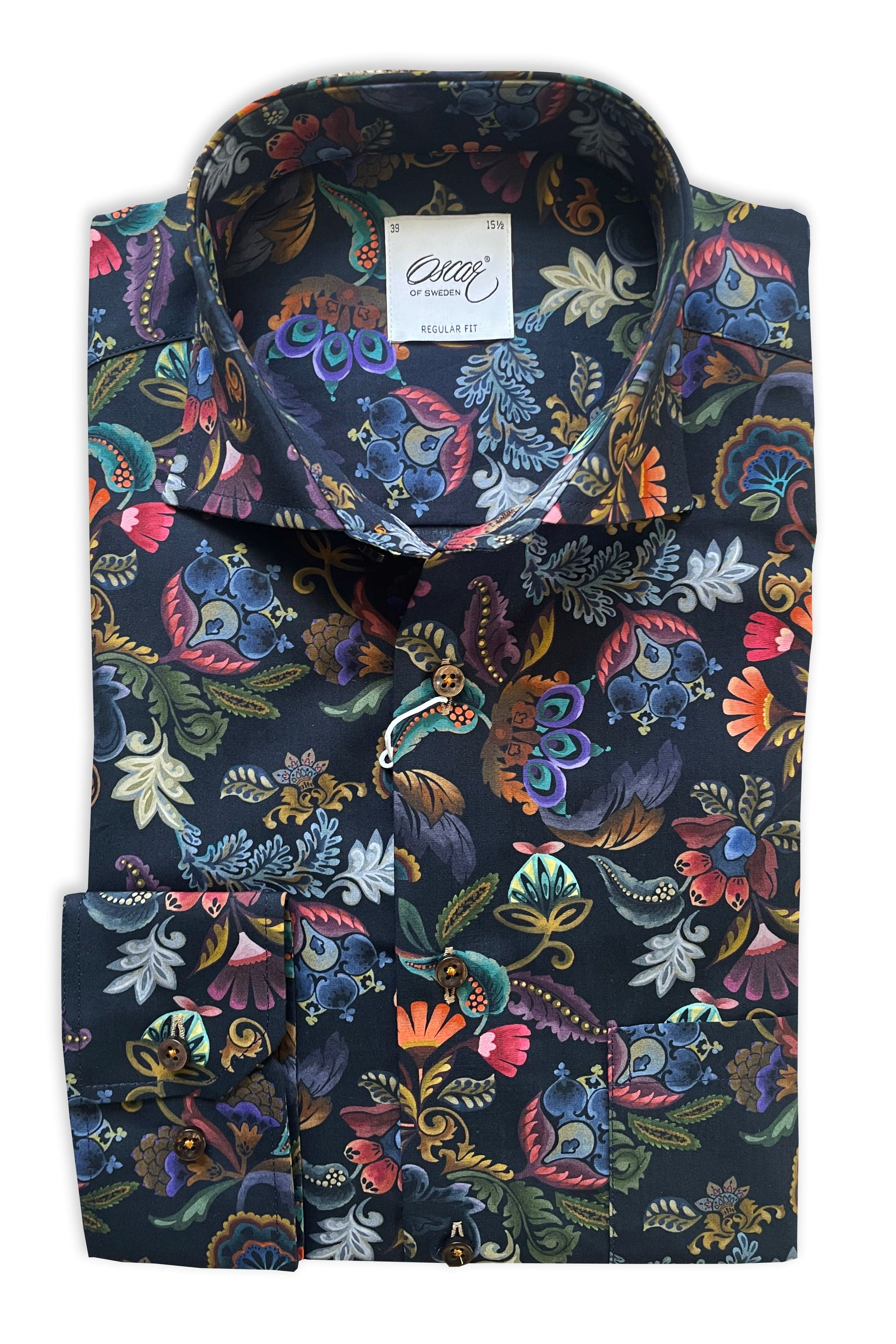 Oscar Pure Cotton Printed Floral Printed Shirt - Indigo Blue