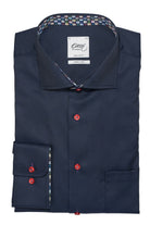 Oscar Pure Cotton Wrinkle Free Plain Shirt - Indigo Blue