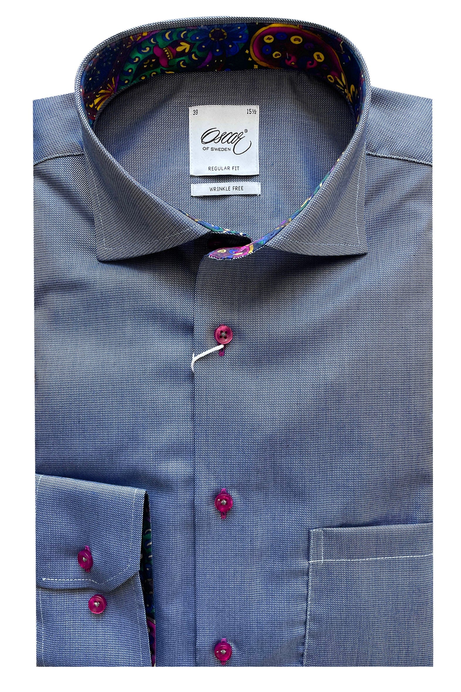 Oscar Pure Cotton Wrinkle Free Shirt - Indigo Blue