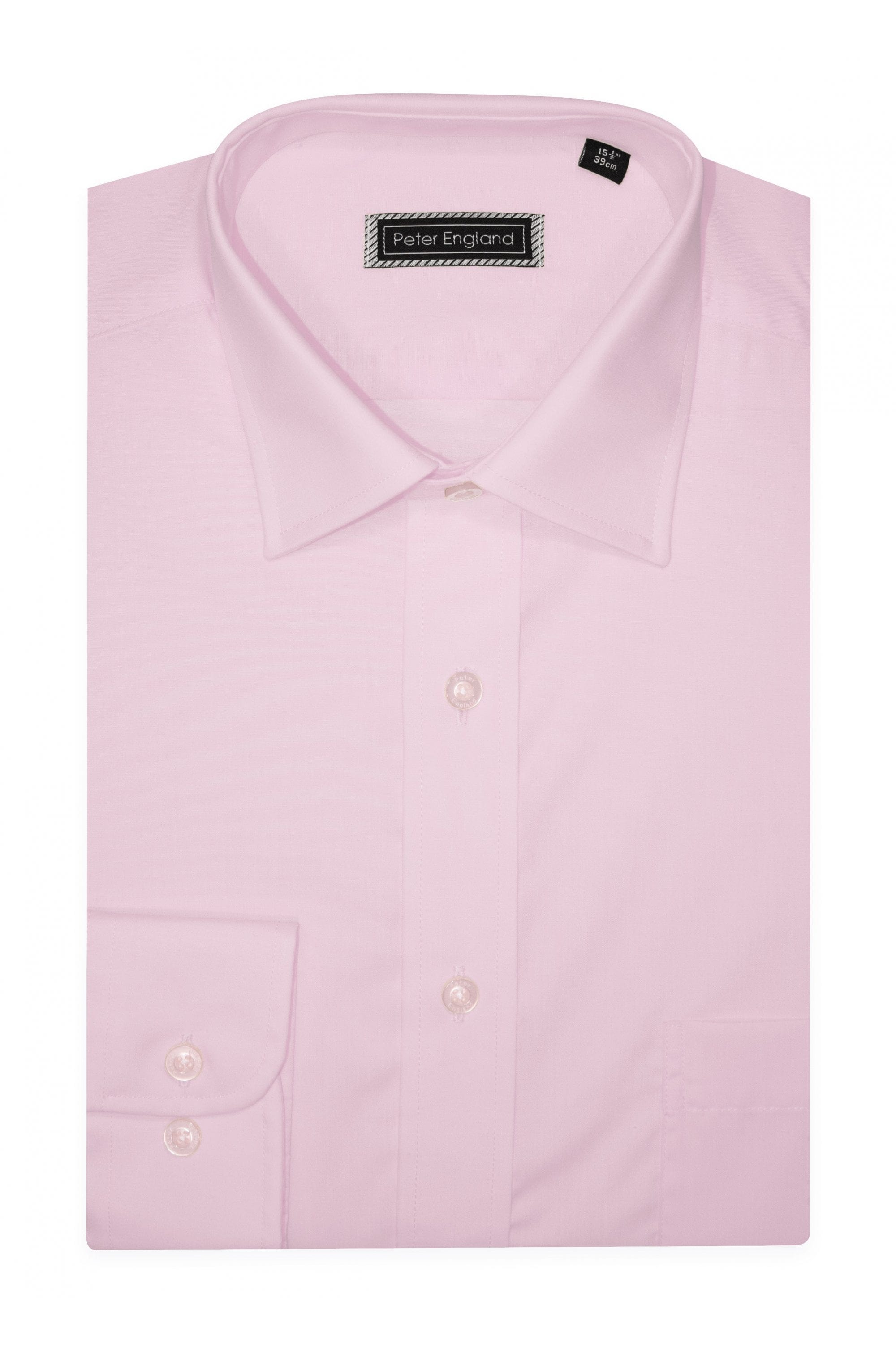 Peter England Non-Iron Plain Shirt - Large Sizes - Salmon Pink