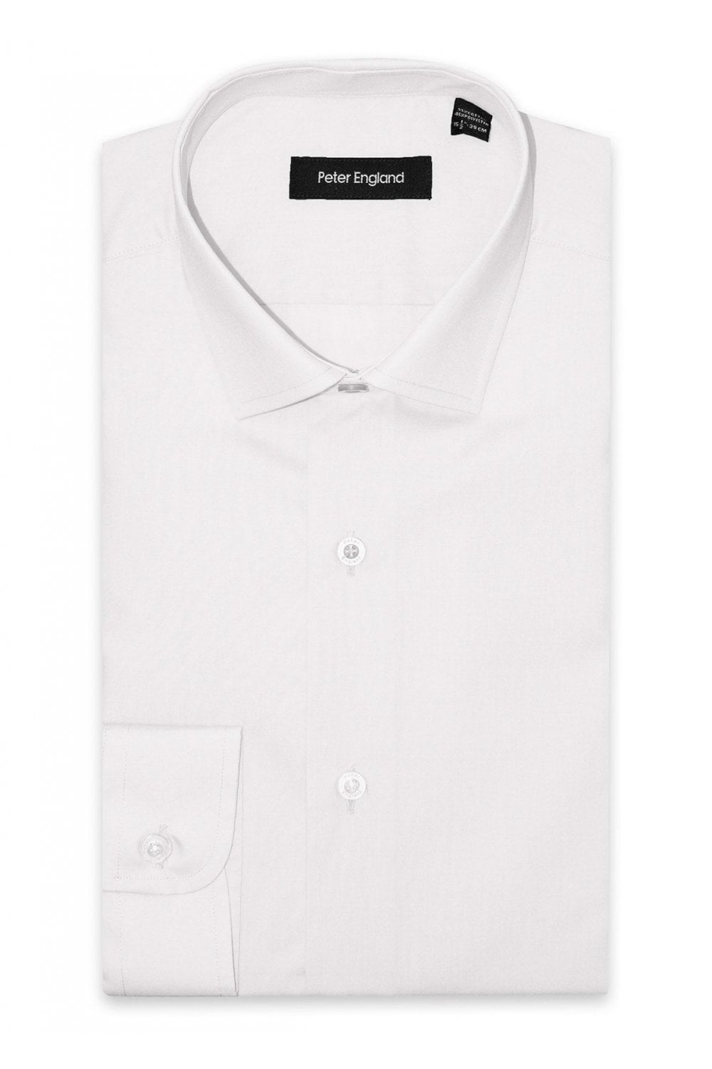 Peter England Non-Iron Tailored Fit Plain Shirt - White