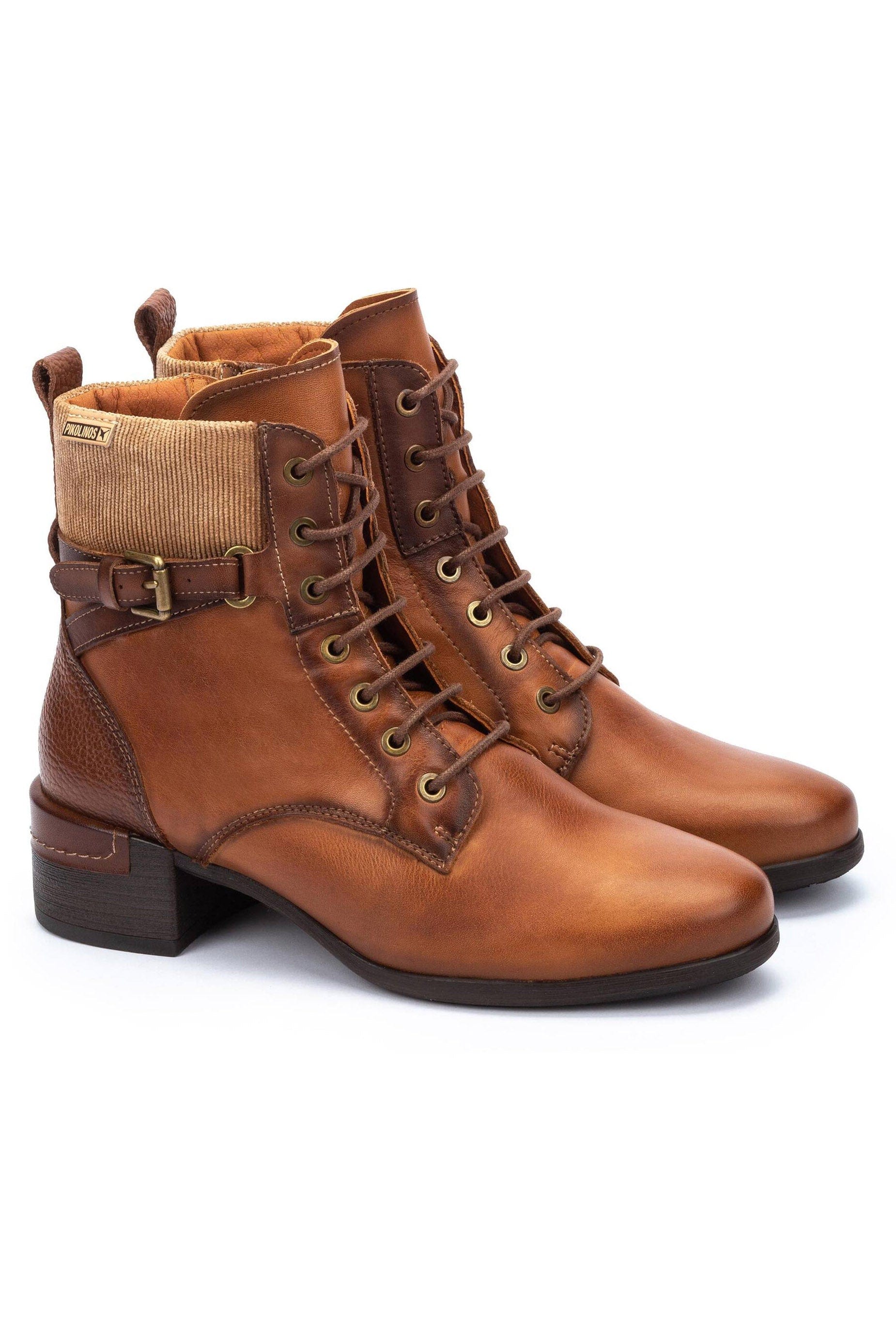 Pikolinos Malaga Leather Lace Up Ankle Boots - Chocolate