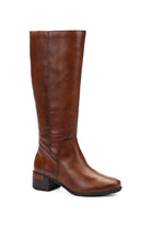 Pikolinos Malaga Leather Mid Heel Tall Boots - Chocolate