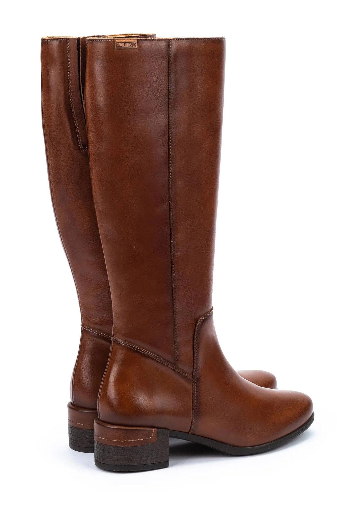 Pikolinos Malaga Leather Mid Heel Tall Boots - Chocolate