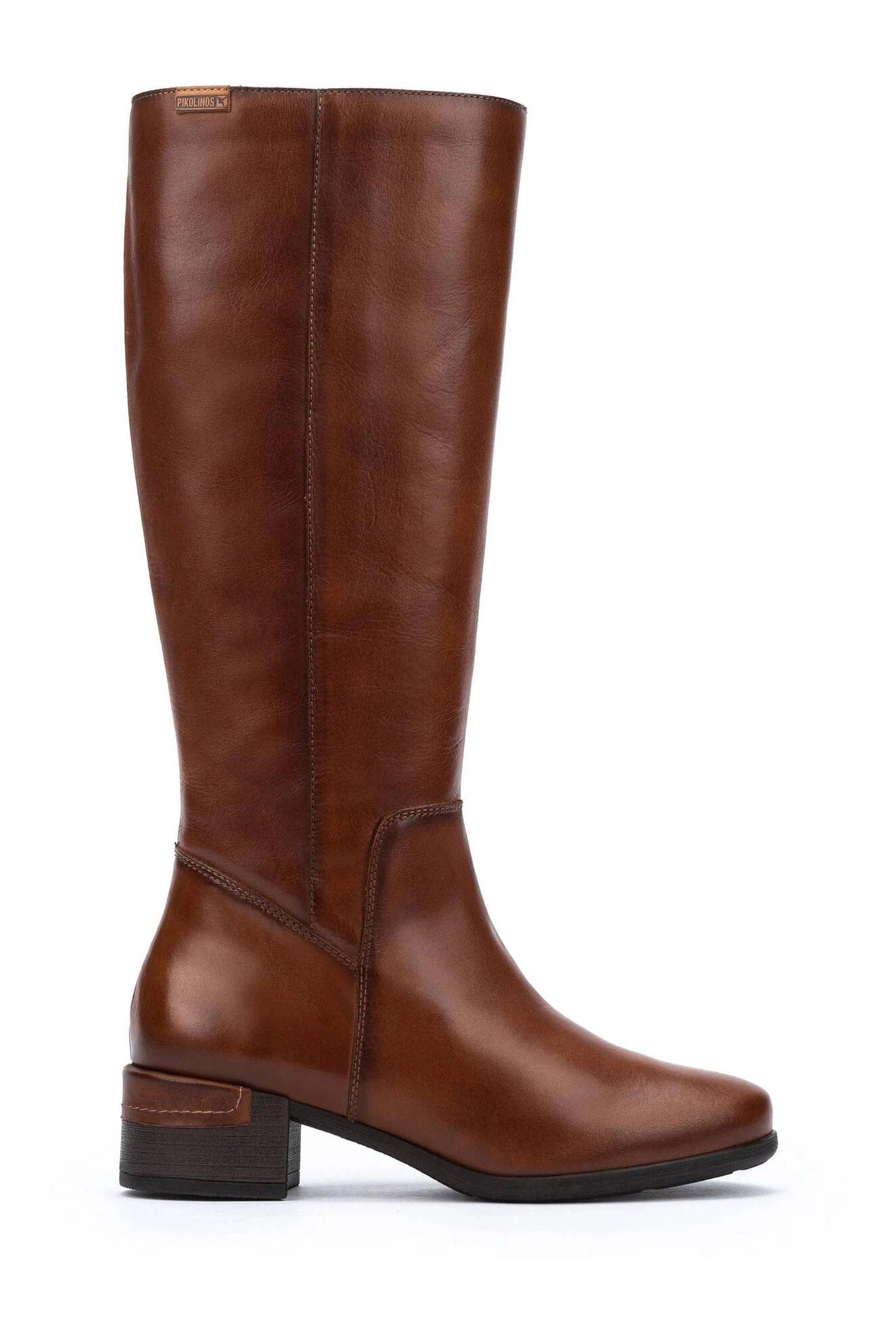 Pikolinos Malaga Leather Mid Heel Tall Boots - Chocolate