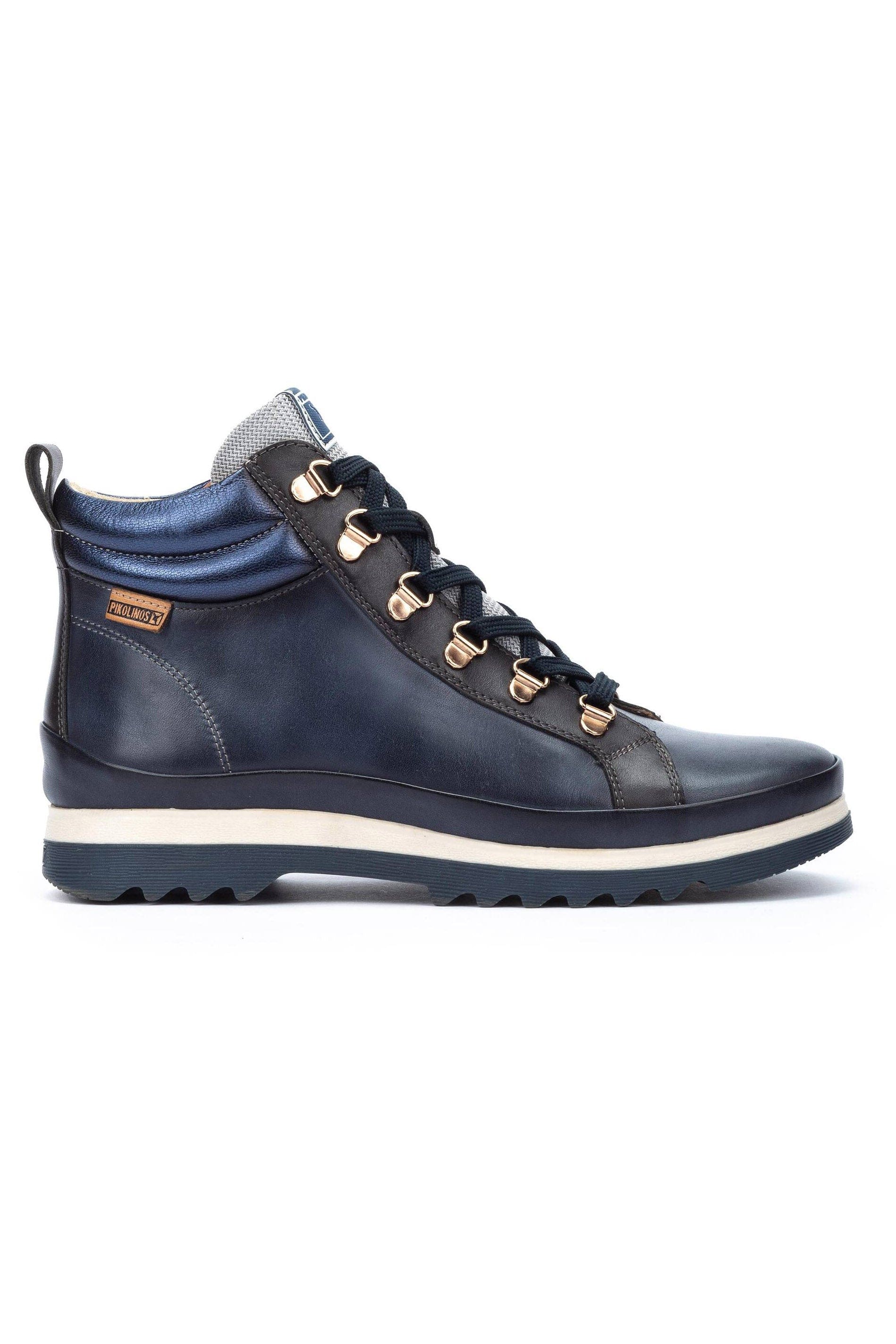 Pikolinos Vigo Leather Lace Up Ankle Boots - Blue