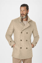 S4 Jackets George Italian Wool Double Breasted Coat - Beige Melange