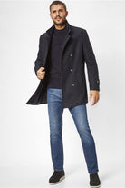 S4 Jackets George Italian Wool Double Breasted Coat - Navy