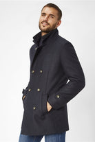 S4 Jackets George Italian Wool Double Breasted Coat - Navy