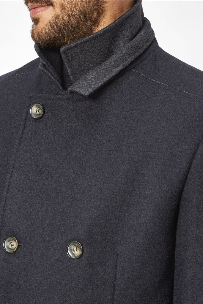 S4 Jackets George Italian Wool Double Breasted Coat - Navy