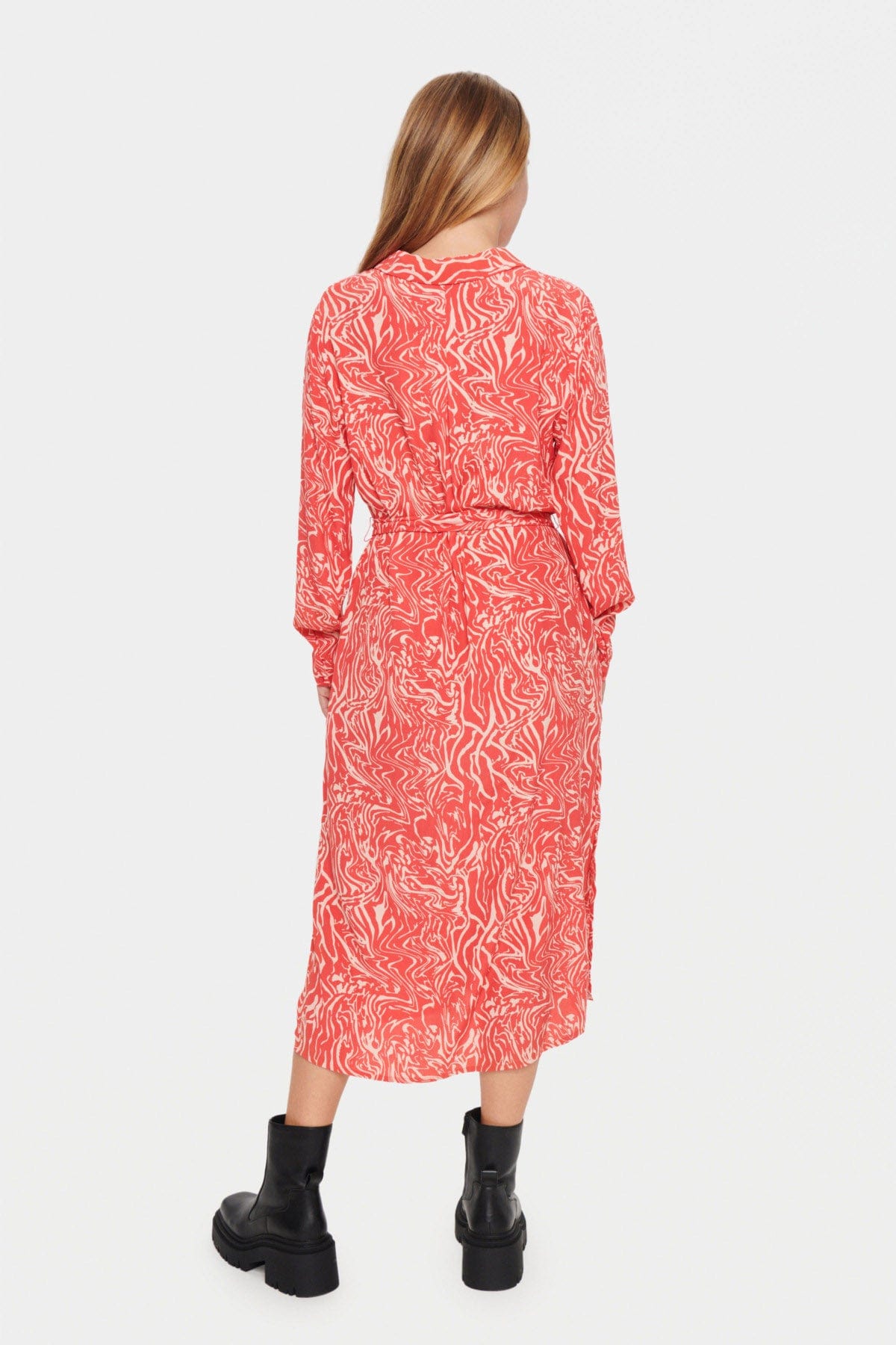 Saint Tropez Blanca Printed Midi Dress - Cayenne Water Strokes