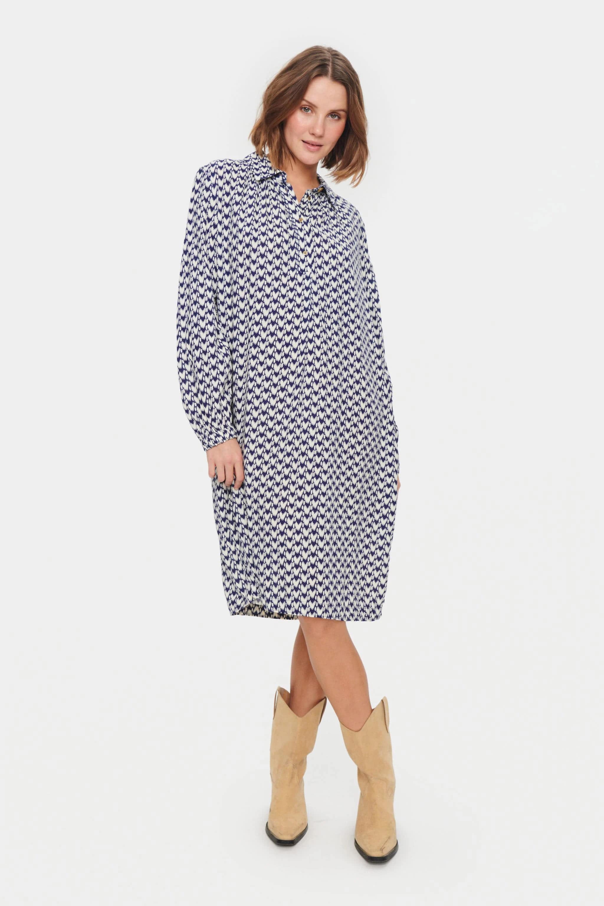 Saint Tropez Darlene Printed Shirt Dress - Patriot Blue Graphic Print