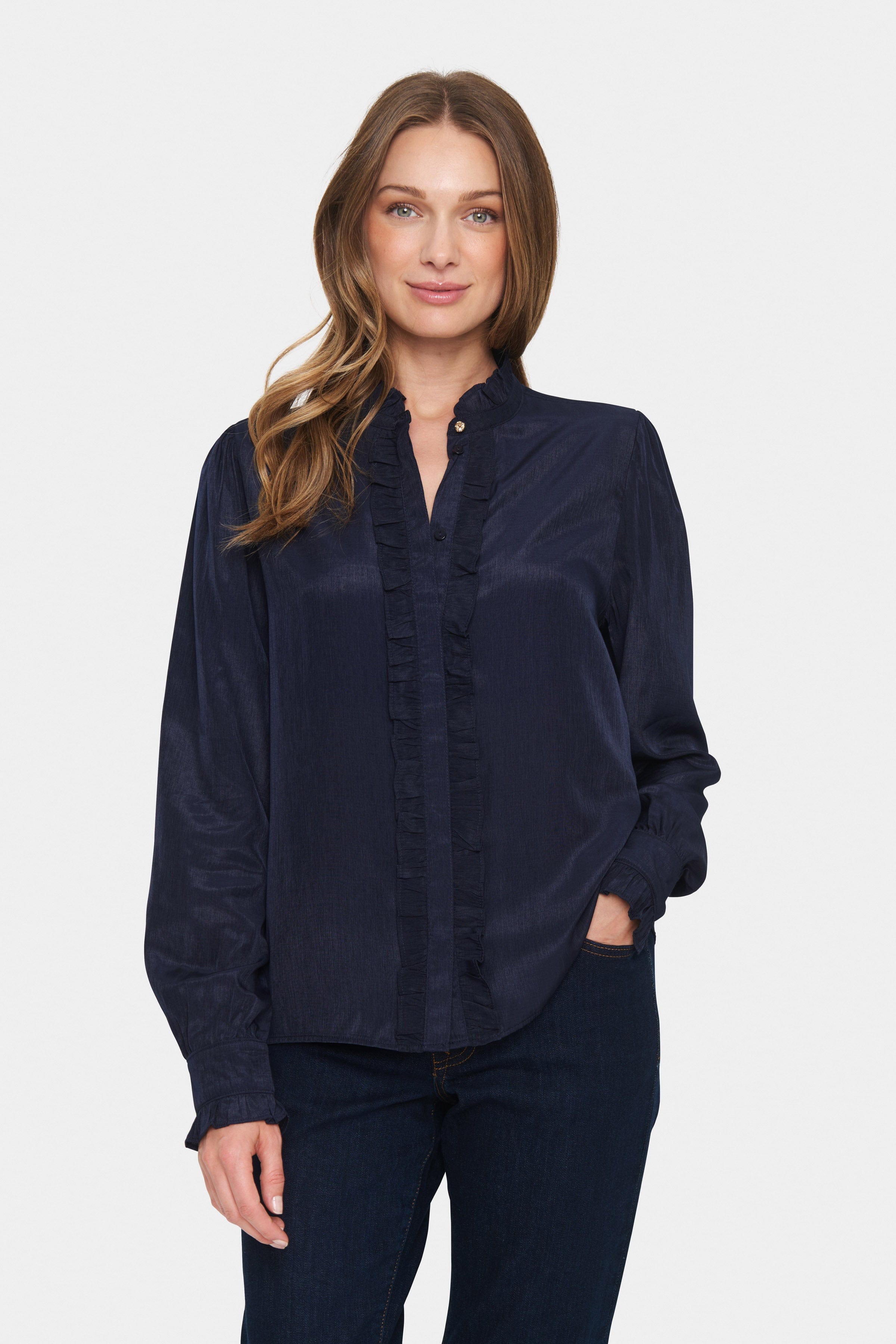 Saint Tropez Felina Frill Detail Shirt - Night Sky