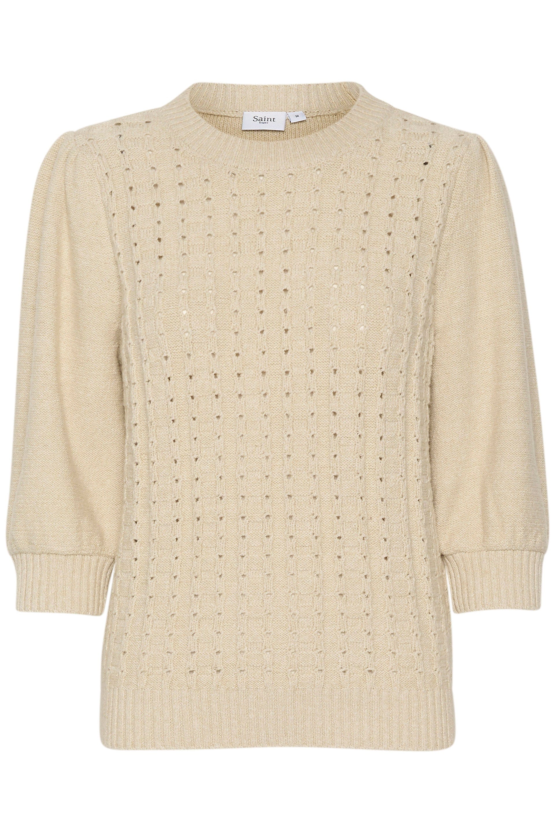 Saint Tropez Felli Half Sleeve Knit Jumper - Creme