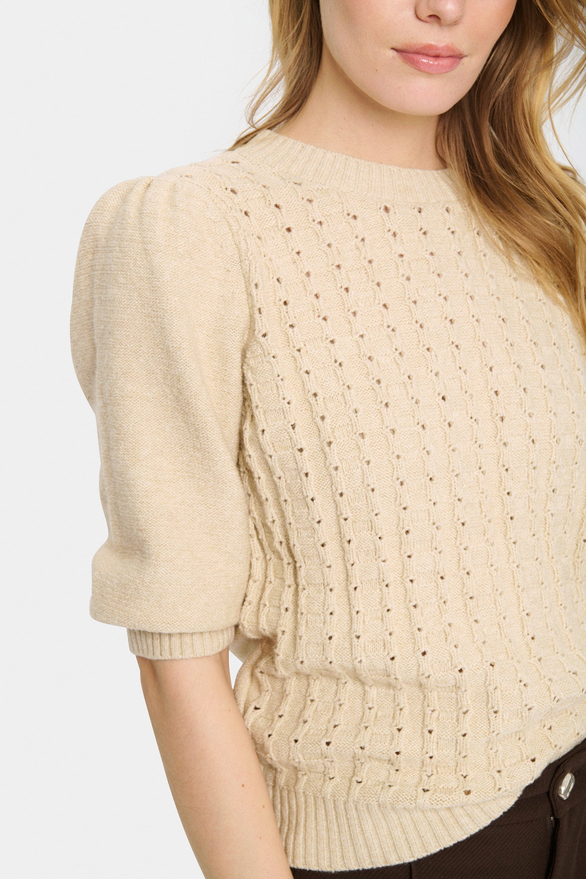 Saint Tropez Felli Half Sleeve Knit Jumper - Creme