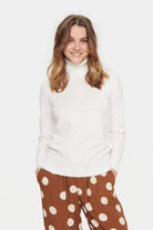 Saint Tropez Mila Knitted Roll Neck Jumper - Ice