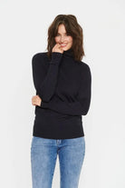 Saint Tropez Mila Knitted Roll Neck Jumper - Night Sky