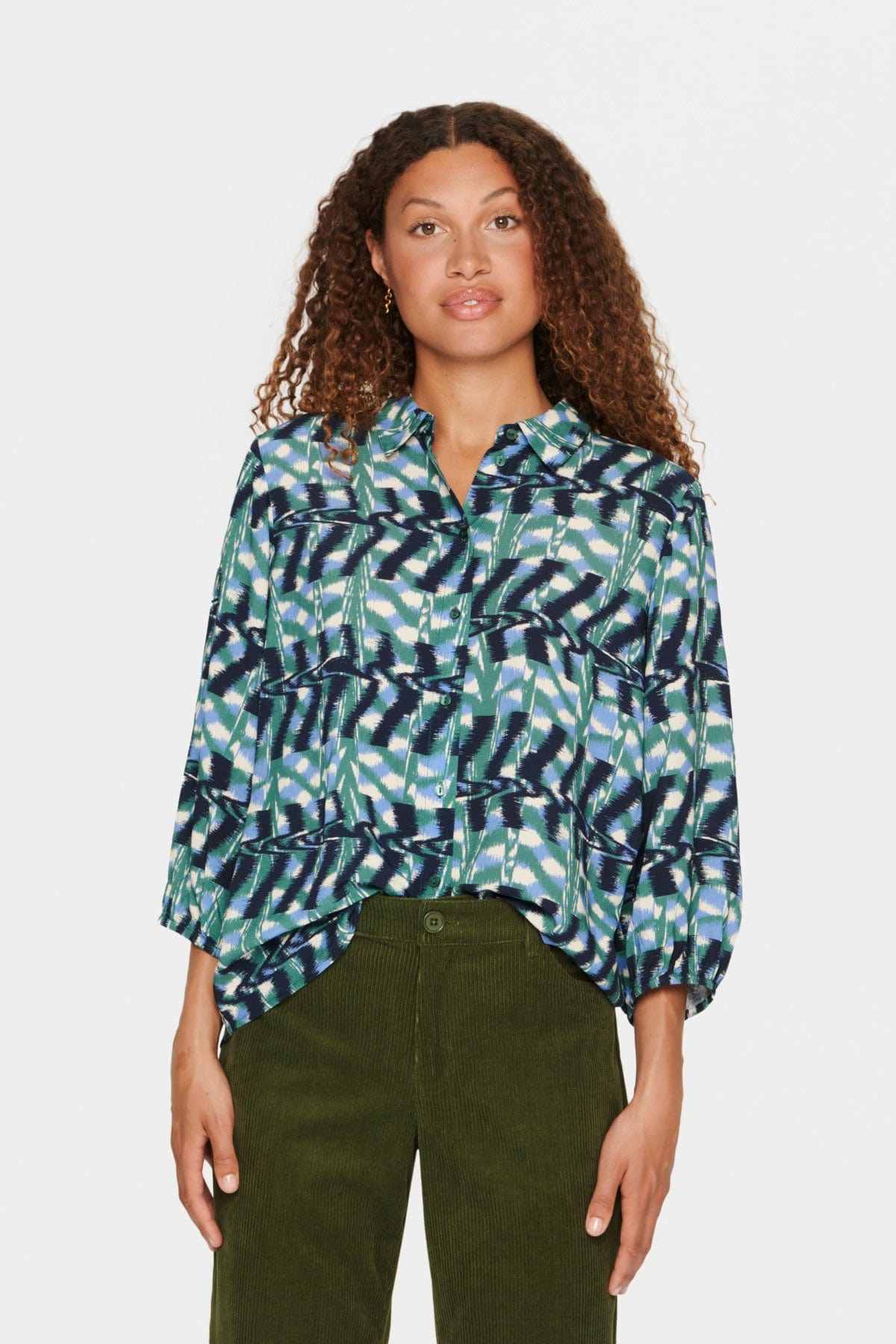 Saint Tropez Palavi Printed Shirt - Dark Forest Ethnic Art