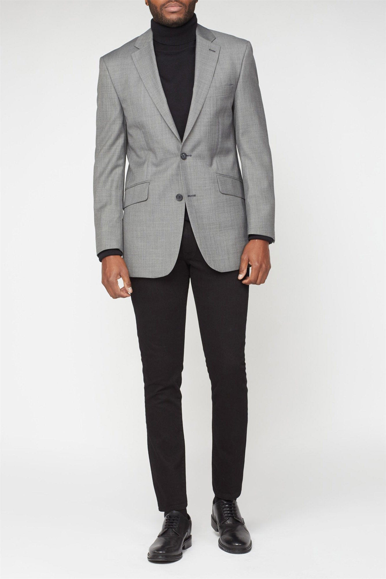 Black jeans grey suit jacket best sale