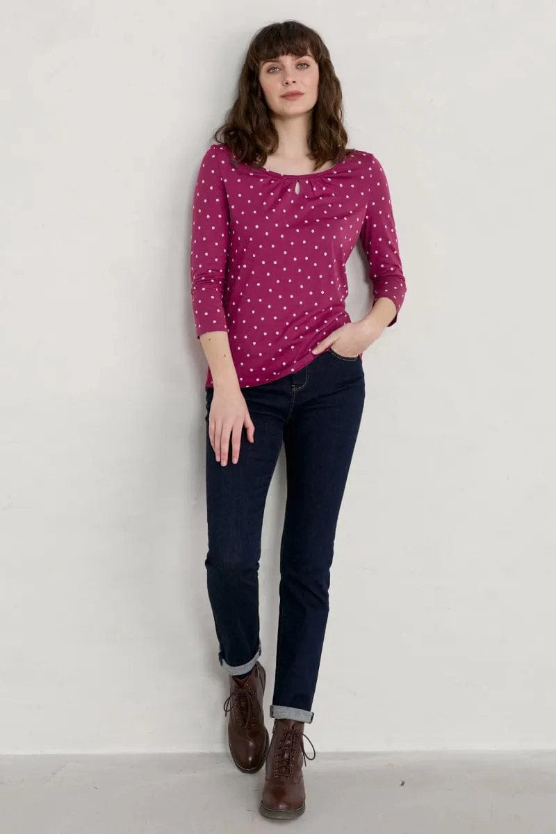 Seasalt Appletree Top - Little Sponge Spot Magenta