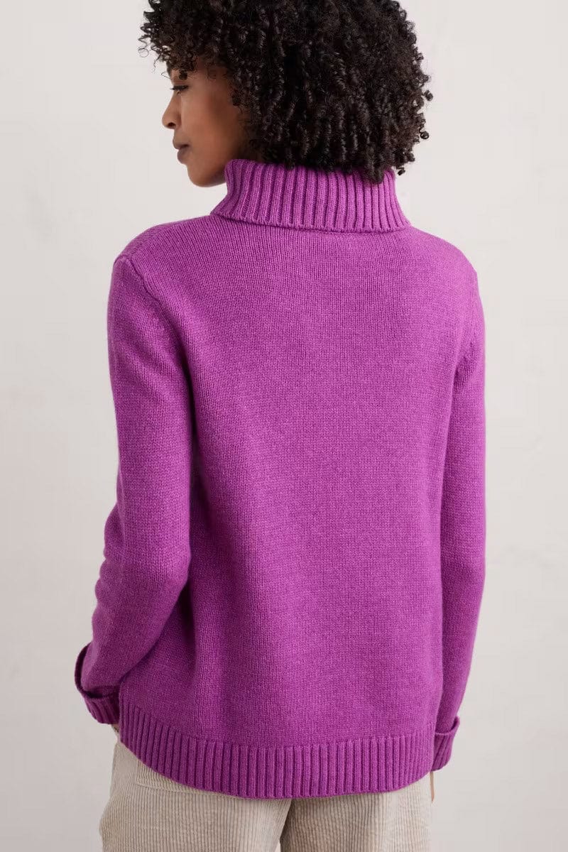 Seasalt Braque Lambswool Blend Roll Neck Jumper - Wild Orchid