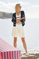 Seasalt Castle Beach Cardigan - Stripe Porthole Maritime Chalk