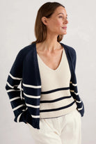 Seasalt Castle Beach Cardigan - Stripe Porthole Maritime Chalk