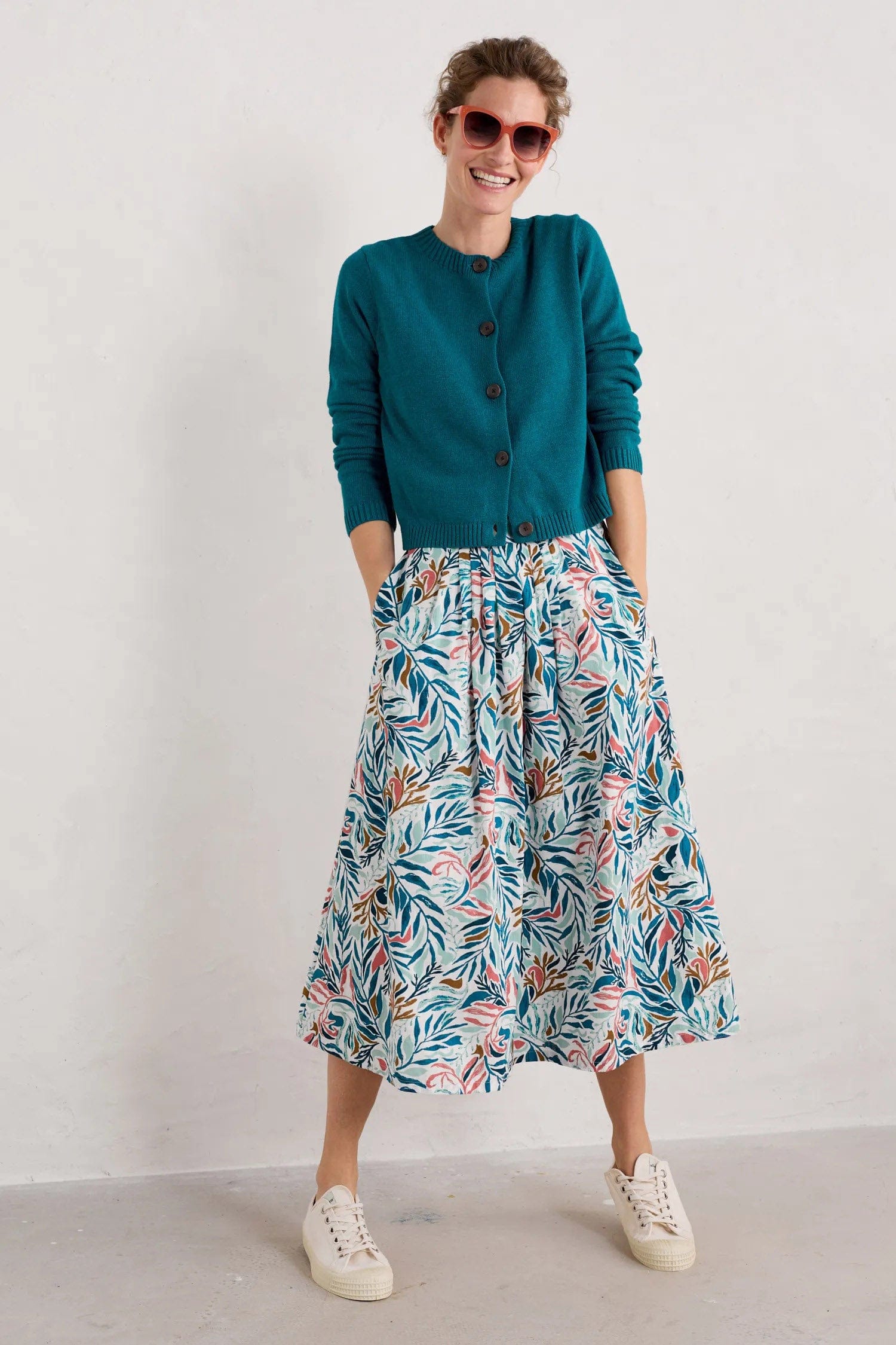 Seasalt Cliff Road Midi Skirt - Kelp Forest Chalk