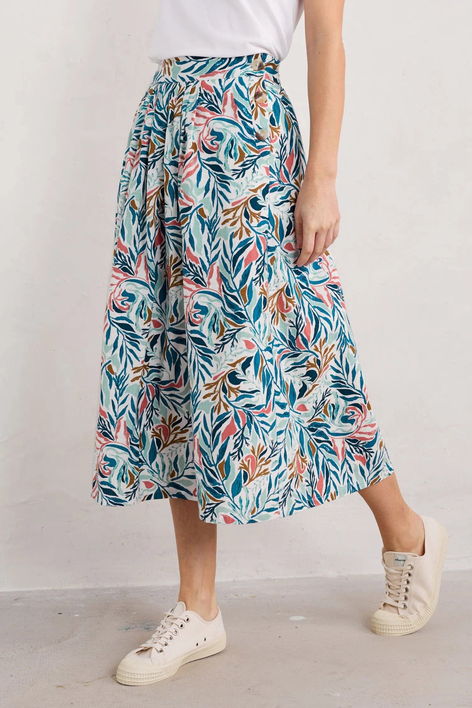 Seasalt Cliff Road Midi Skirt - Kelp Forest Chalk